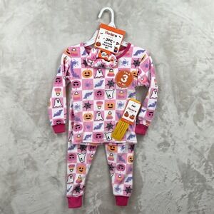 Modern Kids 2T Halloween Velour Pajamas 3pc Set Pink Checkered Ghost Pumpkin NEW